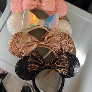 Disney Sequin and Bow Mouse Ears Headbands - Pink, Gold, Black
